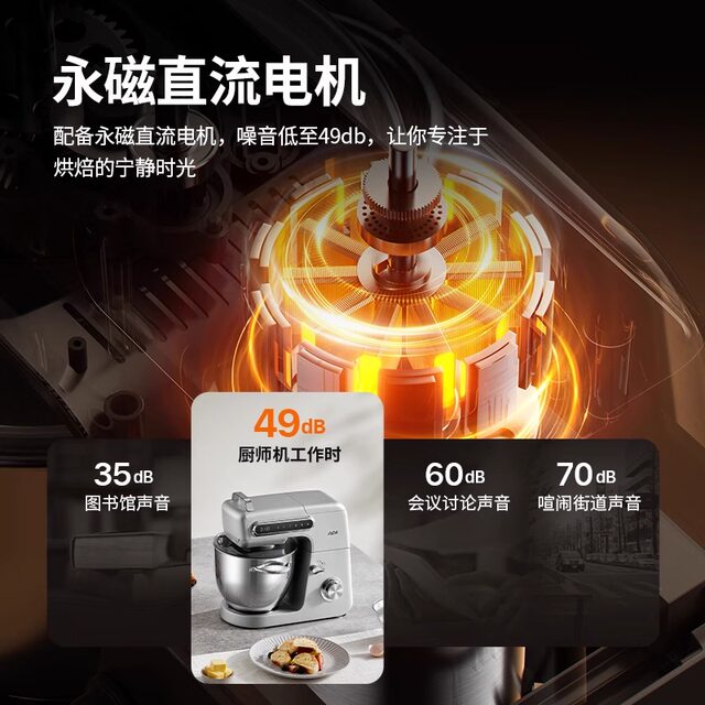 Aca/North American Electric Appliance Chef Machine for Home Use, Small Multi-Functional Dough Mixer, Kneading, Mixing, Whipping Cream and Egg Whites