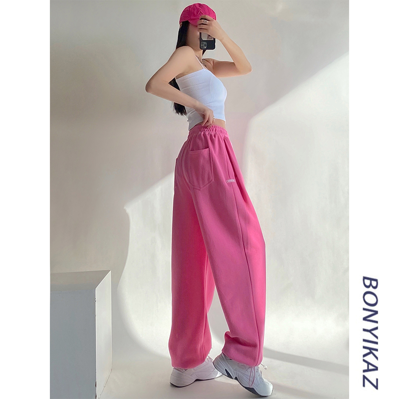 Trendy European and American Style Casual Pants for Women ins High Street Summer Loose Wide-Leg Sweatpants Straight-Leg Slimming Jogger Pants Trendy