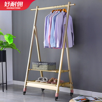 Hanging rack Single rod aluminum alloy drying rack Floor folding indoor drying rack Bedroom simple cool clothes rack