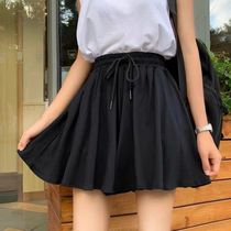 High - waist black A - skirt female students loose 2022 new - style skinny pants hanging shorts tide