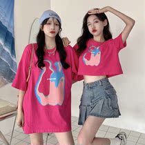 t - shirt short sleeve 2022 new loose girl dress summer hot button thin short clothes female in the tide
