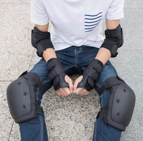 Лыжное защитное снаряжение для мальчиков и девочек, налокотники, лыжный скейтборд, шлем, комплект, полный комплект