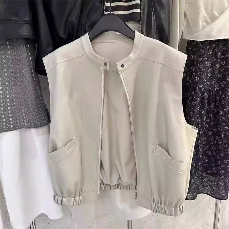 Casual and Simple Style, Soft and Sleeveless Vest Jacket for Women, 2026 Spring, Niche Design, Versatile Biker Jacket