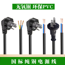 Pure copper two- and three-pin power cord 2 3-core with plug 10A hole single-ended bare wire full copper connection with plug wire