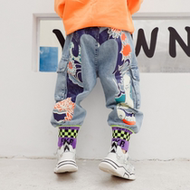 Hip-pop Jeans for Kid Boys Loose Denim Pants Children Jean T
