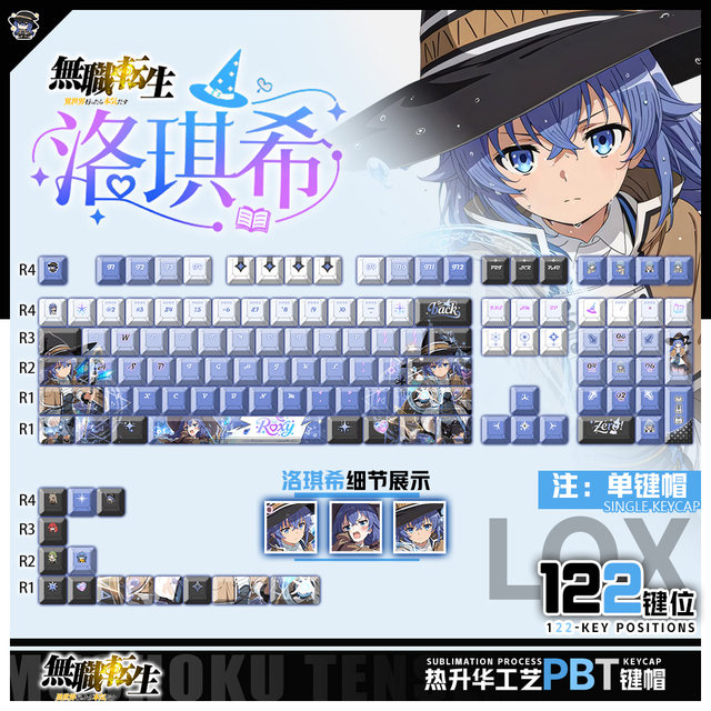 Meow, Peripheral, Unjob Reincarnation, Lokixi Game, Anime, Peripheral, Two-dimensional PBT keyboard, Correct side engraving keycap