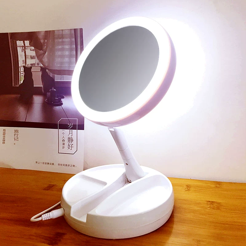 Double-sided LED foldable handheld fill light, portable makeup box