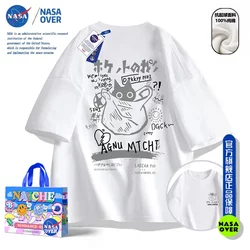 Nasa Co-Branded American High Street Pure Cotton Heavyweight Short-Sleeved T-Shirt for Men and Women 2024 Summer New Loose Couple Tops
