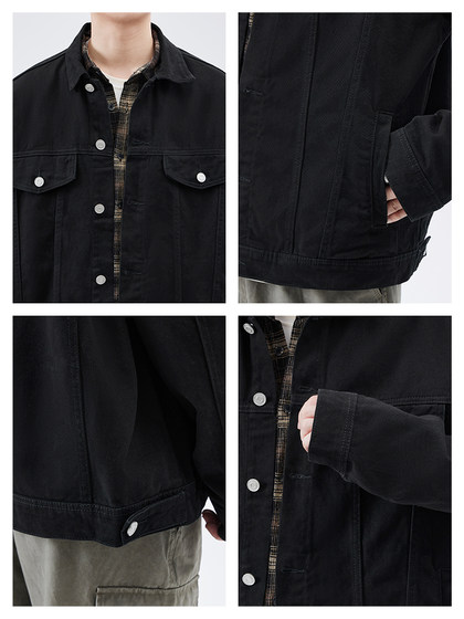 FAFC2024秋季纯棉牛仔衬衫男款美式纯色潮流休闲百搭夹克长袖外套