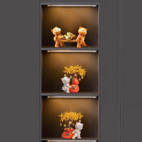 A Bucket of Gold Lucky Cat Figurine, Housewarming and Opening Gift, New Chinese-Style Living Room Tv Cabinet, Company Cashier Counter Decoration