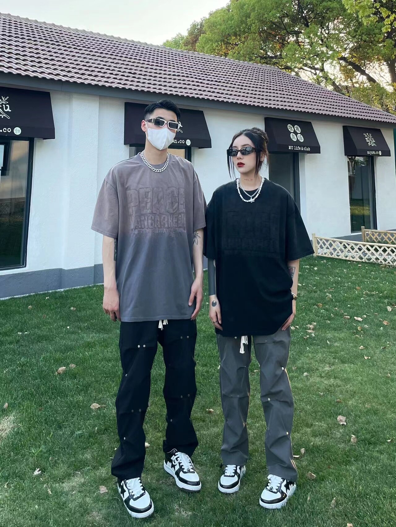 美式高街vibe风工装裤男设计感褶皱编织绳宽松直筒休闲情侣长裤子详情2