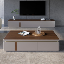 Natural microcrystalline stone coffee table light luxury modern and simple large-sized villa living room marble high-end TV cabinet combination