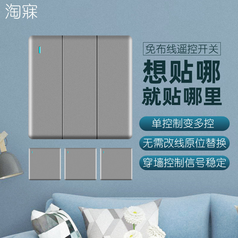 Tao Mei Wireless Remote Control Switch, Smart Remote 220V for Home Bedroom Lights, No Wiring, Dual Control, Easy to Stick, 86 Remote Control