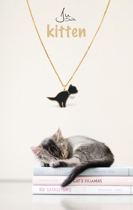 Ju Smith original jewelry Cat Lady series 18K gold Pearl Bell black Cat baby