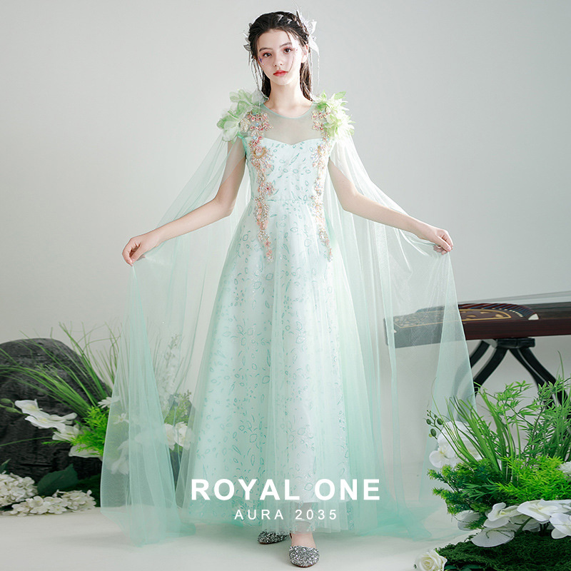 Girls' Forest-Style Floral Dress 2025 Autumn and Winter New Fairy-Like Chinese-Style Elegant Guzheng Performance Dress Girls' Performance Clothing