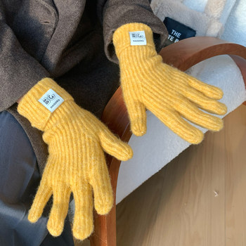 Fingerless touch screen woolen gloves for women winter