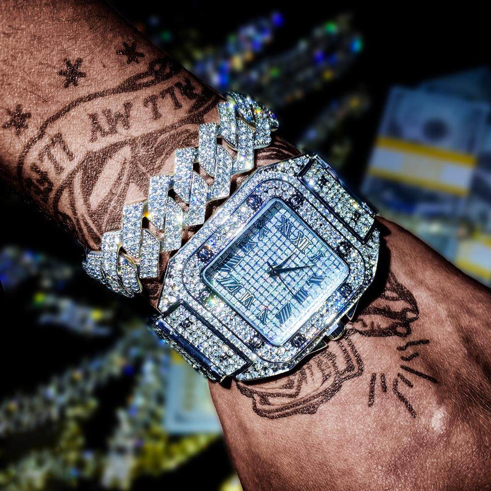 Хип-хоп Bling Iced Out Часы Браслет для женщин Watch Heart Изображение 1
