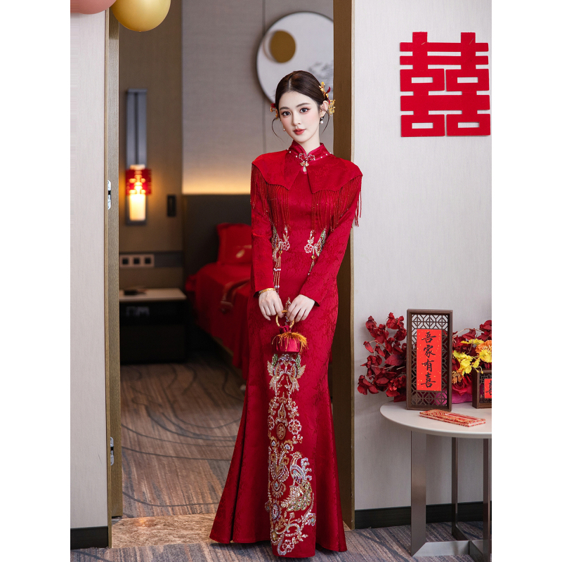 Qipao Toast Dress for Bride 2026 New Style Red Wedding Day Casual Dress New Chinese Style Wedding Engagement Dress Winter Qipao Toast Dress for Bride 2026 New Style Red Wedding Day Casual Dress New Chinese Style Wedding Engagement Dress Winter