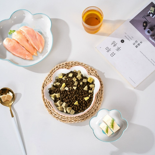 Керамическая чаша для кошек Керамическая чаша для животных кошек и собак для зерновой миски, вода вода чаша двойная миска с большим диаметром защита шейки матки против