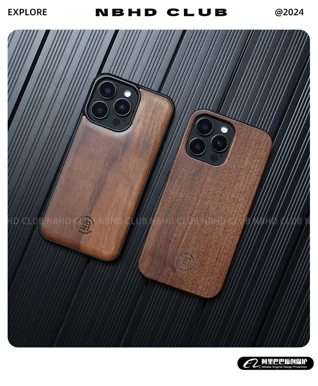 Wood Luxury Anti-Fall NEIGHBORHOOD NBHD / Tree Logo Plus/Pro/Max – 16, 15, 14, 13, 12 iPhone Case