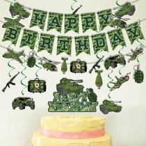 Camouflage military tank aircraft theme birthday party layout flag holiday cake decoration disposable tablecloth
