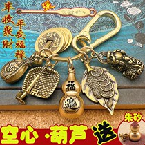 Pure Brass Leopard Leopard Duozodiac Hyacinth Key Button Juju Sand Natural Individuality Creative Strokes The Leopard Pendant Men And Women