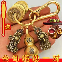Pure Brass Leopard Leopard Duozodiac Hyacinth Key Button Juju Sand Natural Individuality Creative Strokes The Leopard Pendant Men And Women