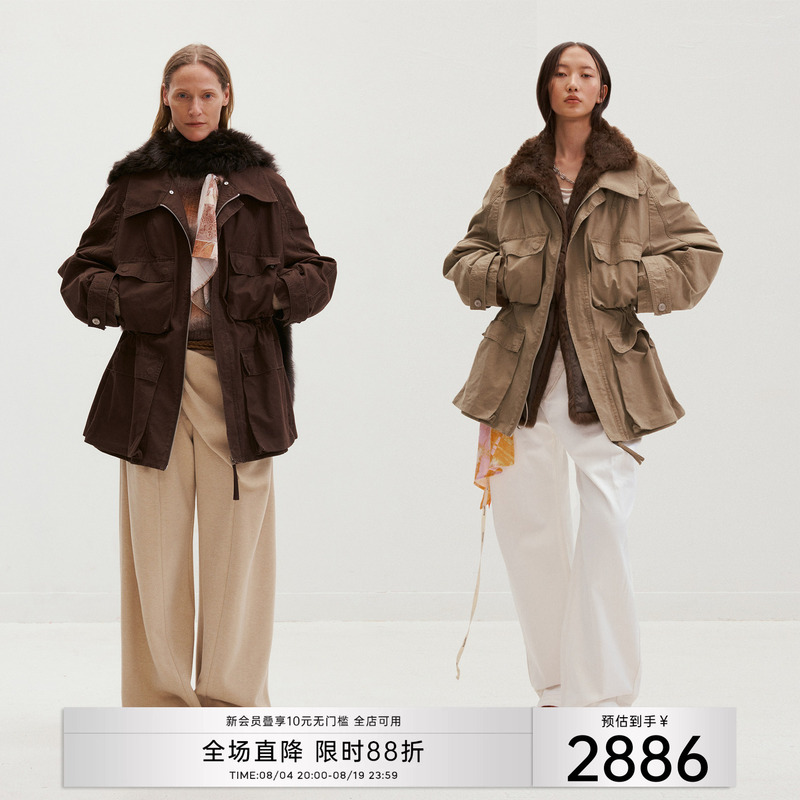 Medium Well_Detachable Rabbit Fur Two-Piece Parka Cotton Jacket_Rabbit Fur Parka