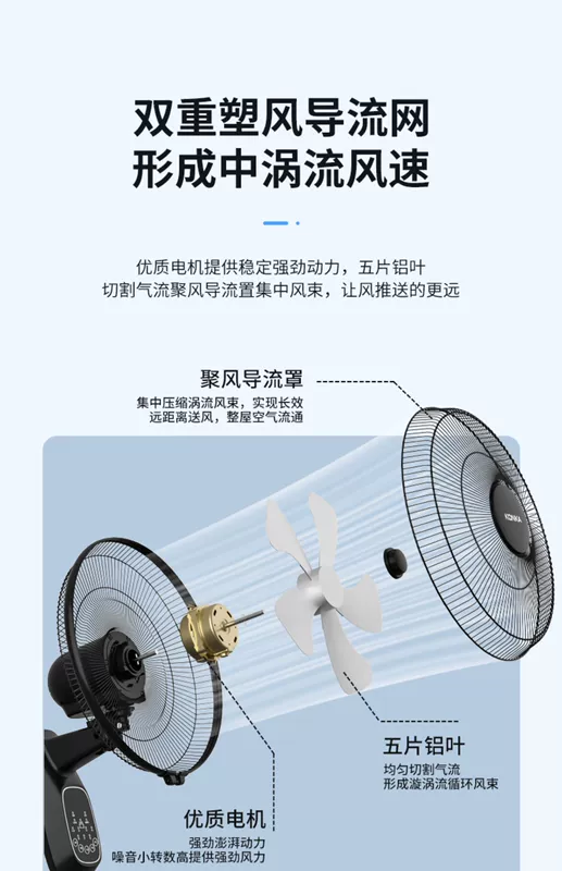 Konka Quạt Treo Tường Treo Tường Quạt Điện Nhà Ký Túc Xá Ánh Sáng Âm Thanh Mạnh Mẽ Thương Mại Gió Mạnh Treo Tường Quạt Điều Khiển Từ Xa