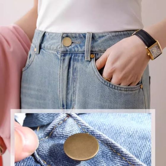 여성을위한 청바지, 손톱이없고 펀치가없는 조정 특별 바지 허리 크기 허리 버튼 아티팩트를 변경합니다.