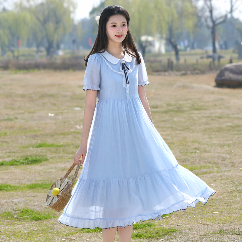Junior High School Girl's Dress, Summer Sweet Princess Style Fairy Dress, Slimming Long Skirt for High School and Junior High School Students Junior High School Girl's Dress, Summer Sweet Princess Style Fairy Dress, Slimming Long Skirt for High School and Junior High School Students
