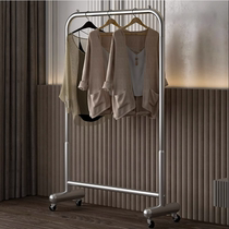 Clothing store stainless steel wheeled coat rack light luxury floor-standing clothes rack home balcony clothes drying rack clothing display rack