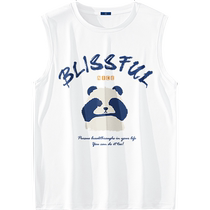 Genio Lamode ice silk vest mens summer quick-drying breathable sportswear panda white sleeveless t-shirt for men