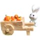 Miniature Landscape Cute Little White Rabbit with Carrot and Pumpkin Cart, Bonsai Succulent Landscaping, Rabbit Resin Desktop Ornament