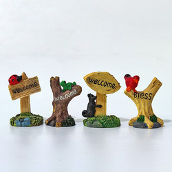 Micro-Landscape Sign Welcome Sign Desktop Fish Tank Succulent Bonsai Landscaping Decoration Sand Table DIY Small Ornaments Signboard