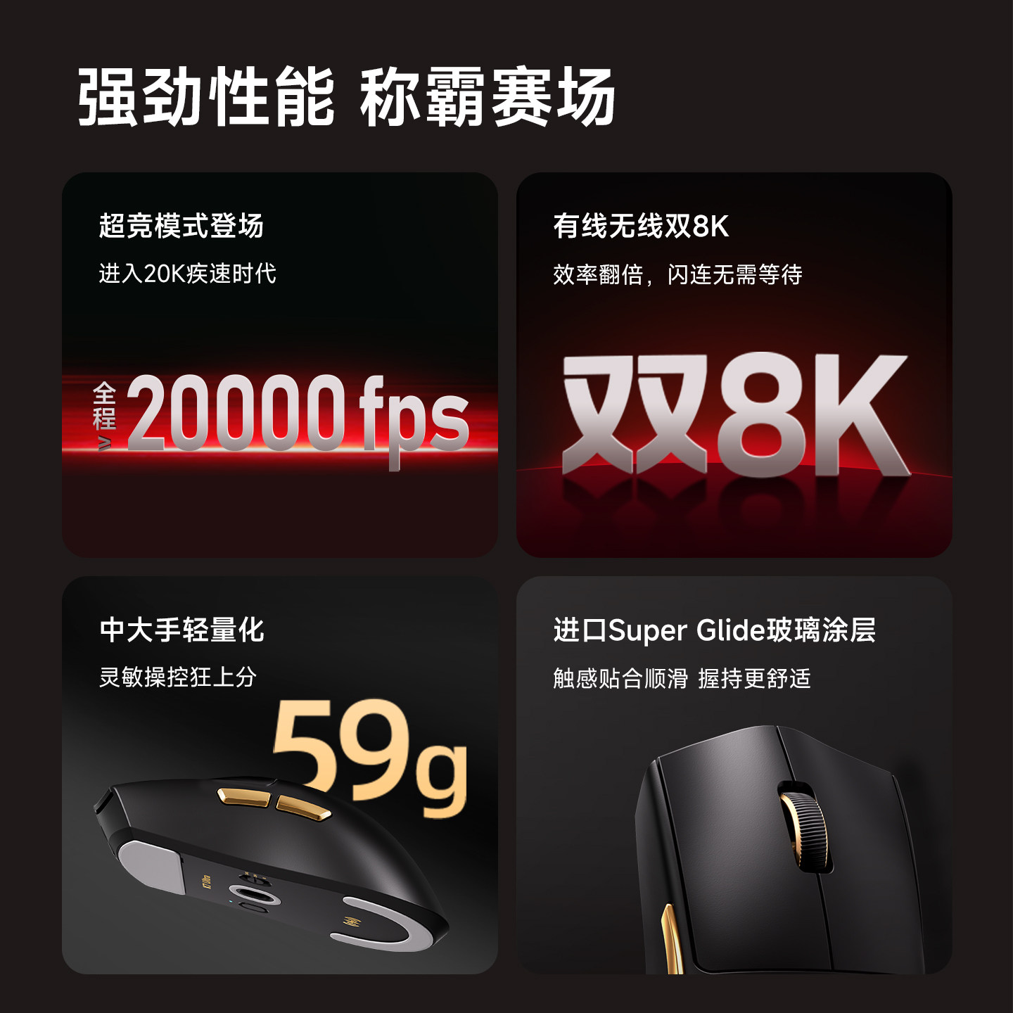 Mchose K7 Ultra Lightweight Mouse for Gaming, 8K Magnetic Wireless Charging, Paw3950 Bluetooth