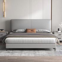 Light luxury leather bed modern and simple 1 5 double bed Nordic Nappa leather grand main high-end leather art bed 1 8 meter wedding bed