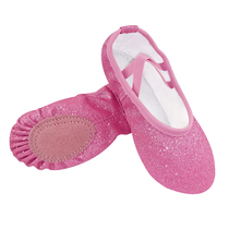 New Ballet Dance Shoes Yoga Gym Flat Slippers Glitter Pink B