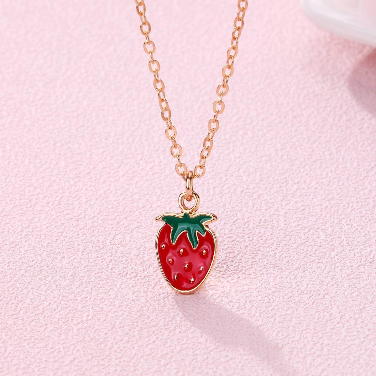 好姐妹三人款闺蜜项链西瓜锁骨链女童毛衣链草莓装饰小朋友街舞配-淘宝网