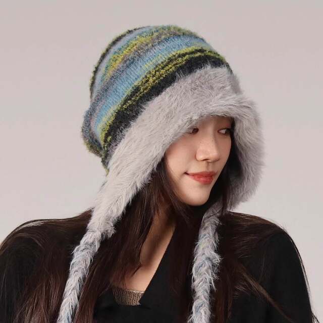 New Large Head Circumference Knitted Beanie Hat for Women 2026 Autumn and Winter New Style Western Sichuan Travel Plush Tassel Braided Wool Hat