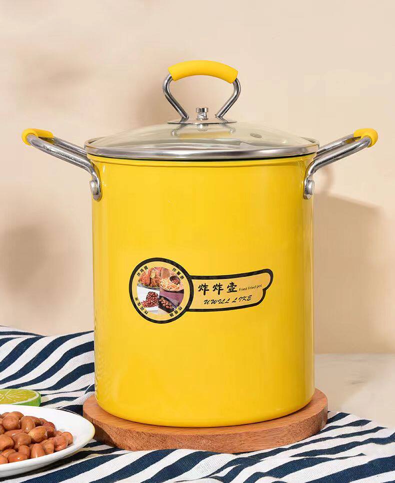 Фритюрница 天妇罗小黄鸭油炸锅不粘炸壶带滤网盖子家用省油迷你小型油炸神器