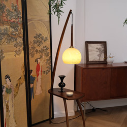 Medieval-Style Grapefruit Floor Lamp, Retro Wabi-Sabi Style Bedroom Bedside Atmosphere Lamp, Living Room Sofa Side Standing Fishing Lamp