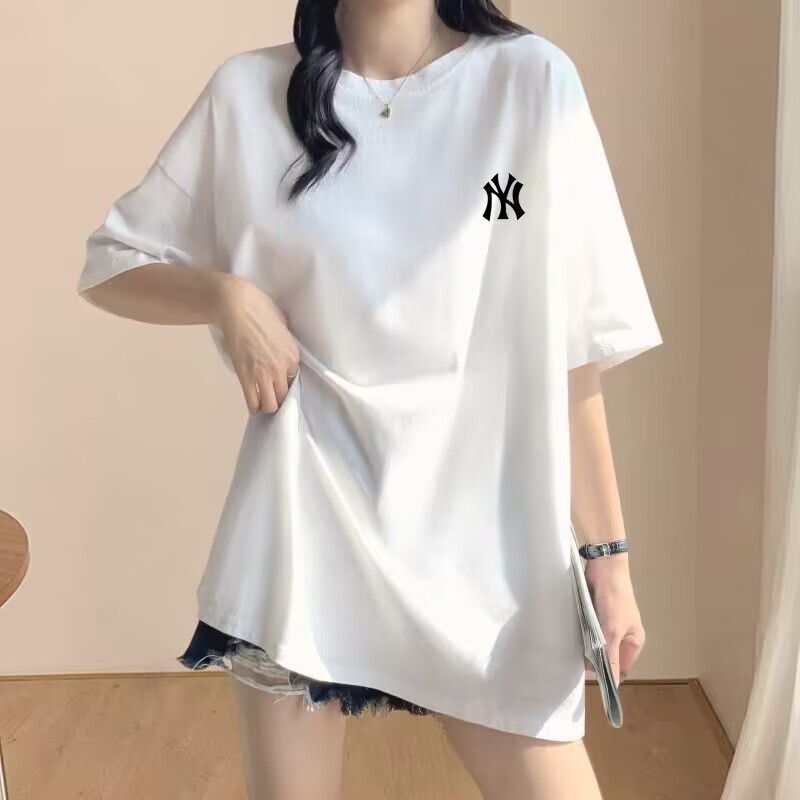 Pure Cotton Short-Sleeved T-Shirt for Women, Summer White, Simple Mid-Length Loose-Fitting Top, Missing Best Friend Sister Outfit, Half-Sleeved Top