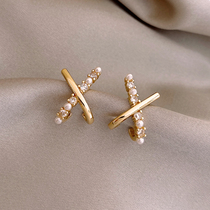 Outlets Clear Cabinet to pick up 18K gold cross haoshine pearl ear nails outlets female accessories