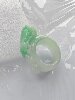 Natural jadeite A-grade Pixiu ring, green ice-transparent Burmese jadeite, men's finger ring, elegant and beautiful, great value