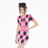 Оригинальный дизайнерский летний розовый цветной трикотажный комплект, футболка, мини-юбка