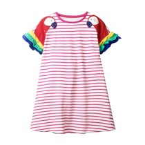 Summer Lovely Striped Kids Girls Dress Clothes O-neck Childr