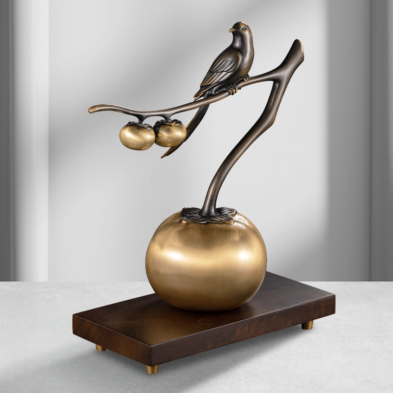 Brass Persimmon-Shaped Ornament for Home Living Room Entrance Tv Cabinet Decoration Office Desktop Light Luxury High-End Decoration Brass Persimmon-Shaped Ornament for Home Living Room Entrance Tv Cabinet Decoration Office Desktop Light Luxury High-End Decoration