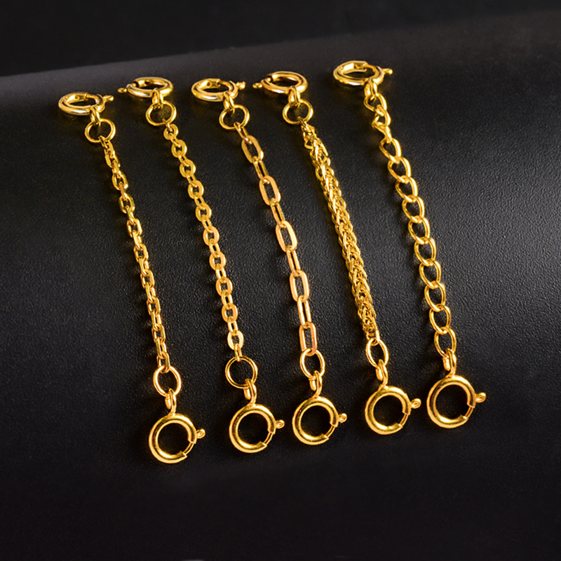 Double Clasp 18K Gold Extension Chain Pearl Necklace Bracelet Lengthening Rose Gold Accessories Anti-Drop Device Double Clasp 18K Gold Extension Chain Pearl Necklace Bracelet Lengthening Rose Gold Accessories Anti-Drop Device