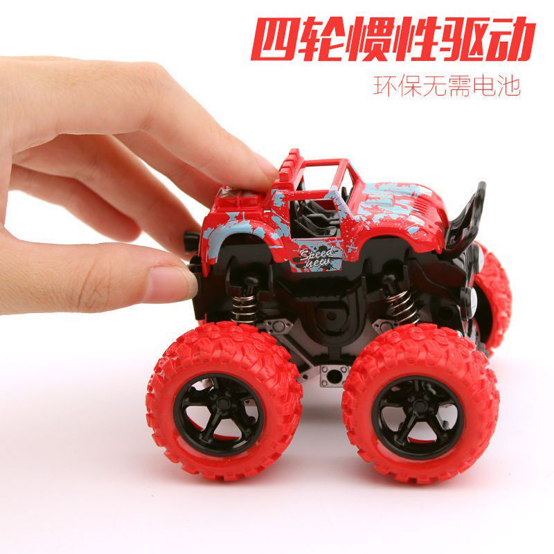 Children's inertial four-wheel drive off-road vehicle resistant to falling back force car children's toy car simulation model car stall